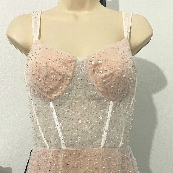 Kiss Prom NWT Wedding Collection Bustier Corset Sequins Beaded Gown Sheer - Picture 9 of 16